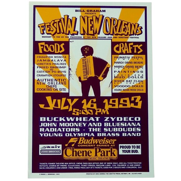 Festival New Orleans 1993 Poster by Mark Arminski – Bill Graham Presents - Picture 1 of 6